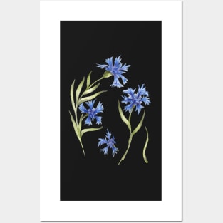 set of blue flowers_3 Posters and Art